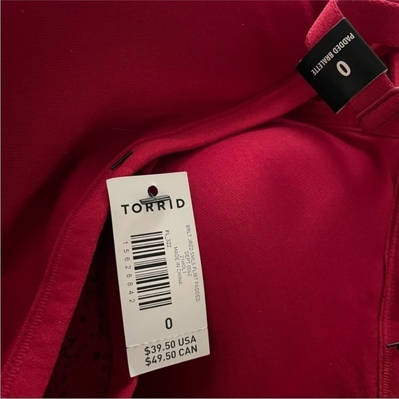 NWT Torrid Lightly Padded Lace Racerback Bralette Red Wireless 0X - Picture 5 of 5